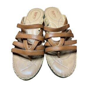 Born Handcrafted Leather Wedges Women Sandals Cork Heels Shoes  Sz 8